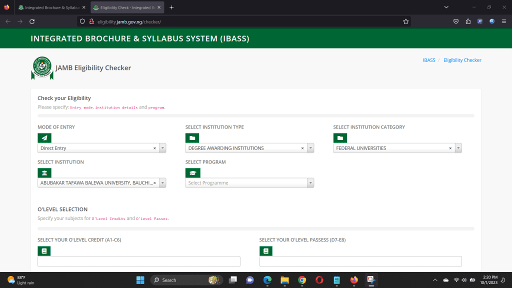 JAMB IBASS Eligibility Checker 2025/2026
